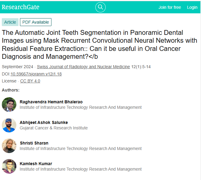 Automatic Joint Teeth Segmentation in Panoramic Dental Images using Mask Recurrent Convolutional.