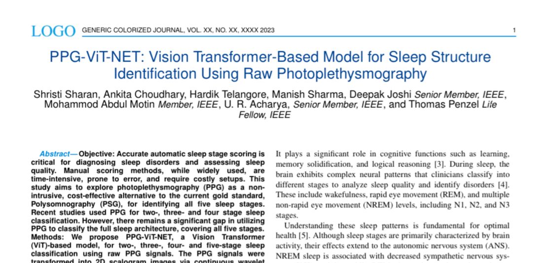 PPG-ViT-NET: Automated Sleep Stage Classification Using Vision Transformer with PPG Signals.